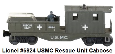 Lionel 'O' gauge #6824 USMC Rescue Caboose with original accessories