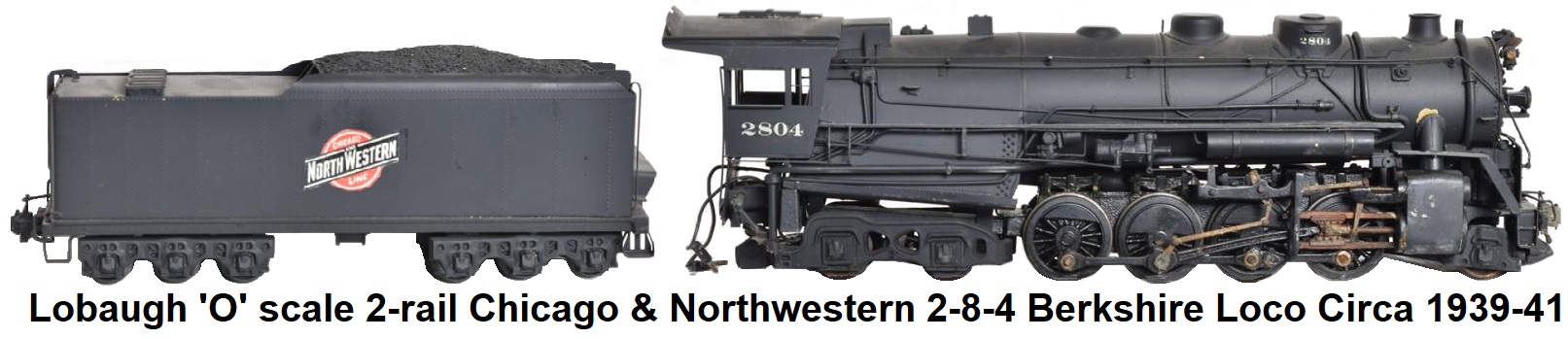 Lobaugh 'O' scale 2-rail 2-8-4 Chicago & North Western RR Berkshire loco and tender circa 1939-41