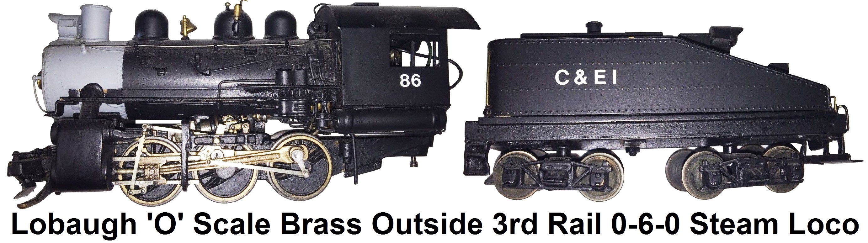 Lobaugh 'O' scale Brass 0-6-0 Switcher loco and tender for outside 3rd rail operation