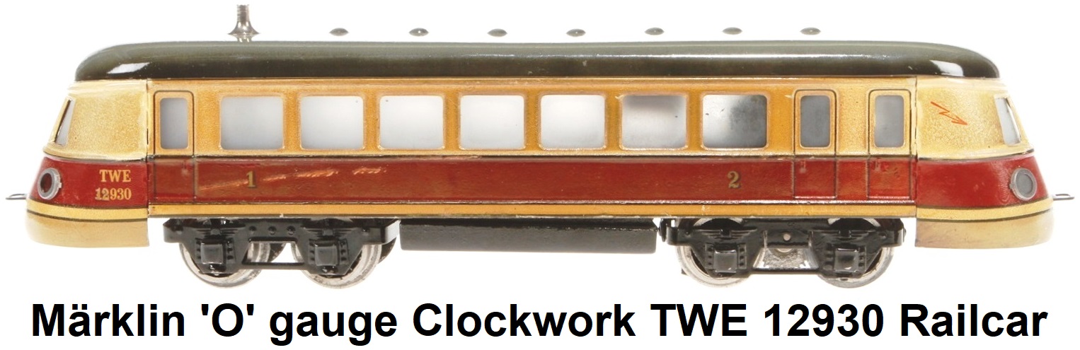 Märklin Pre-war 'O' gauge Clockwork TWE 930 Rail Car circa 1930's