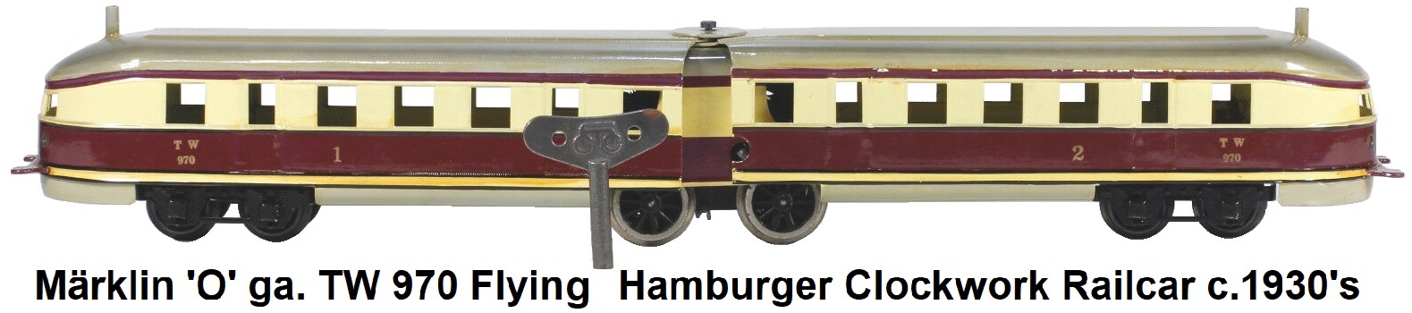 Märklin Pre-war 'O' gauge TW 970 Flying Hamburger clockwork railcars circa 1930's