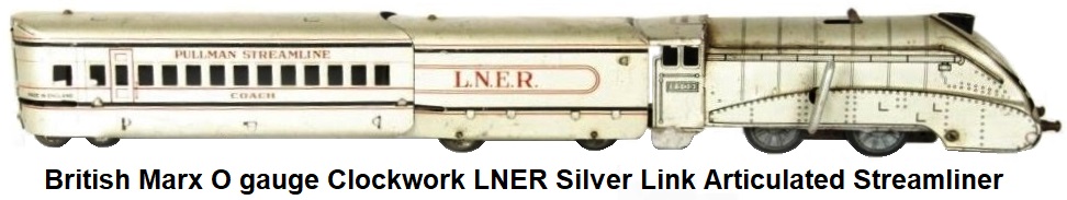 British Marx 'O' gauge LNER Silver Link Clockwork Powered Articulated Passenger Steam train