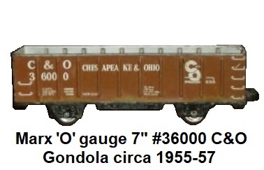 Marx 'O' gauge 7 inch #36000 C&O Gondola circa 1955-57