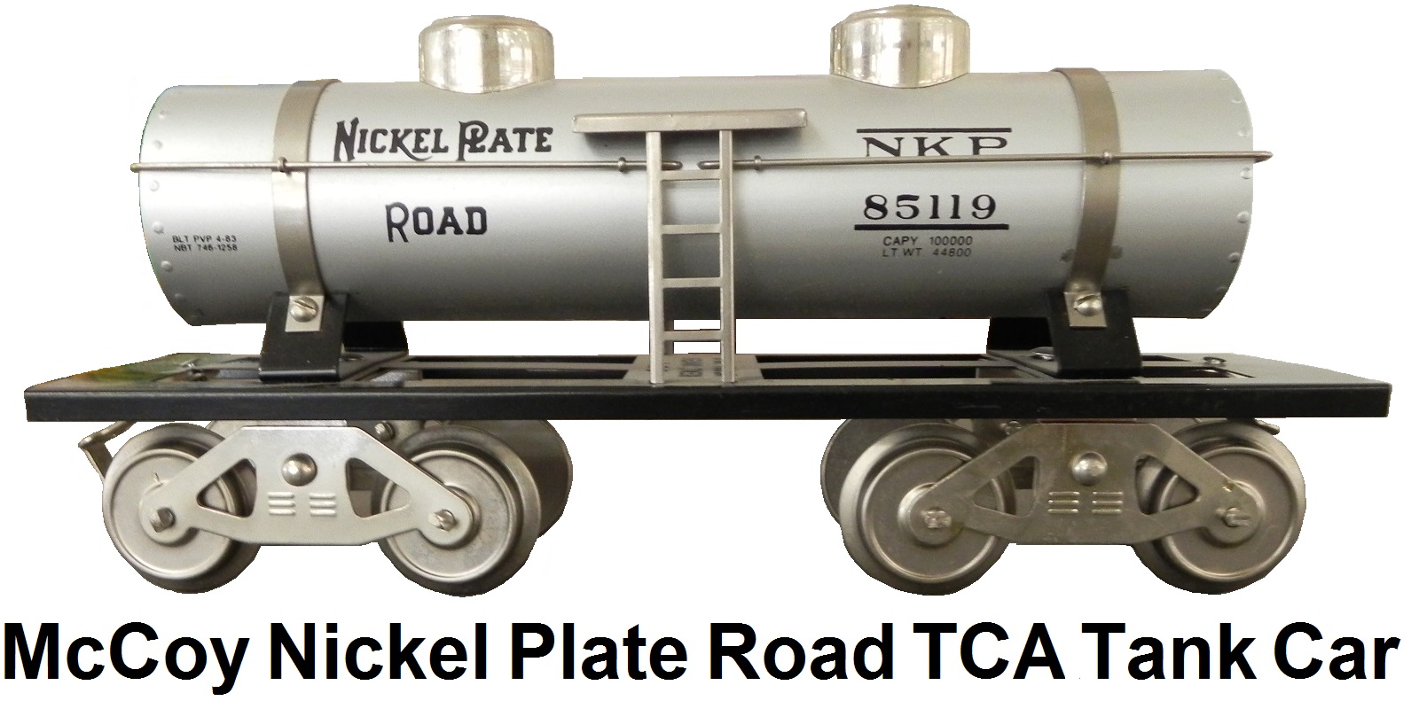 McCoy Standard Gauge #85119 Nickel Plate Road 2-Dome TCA Tank Car repainted by Newbraugh Brothers