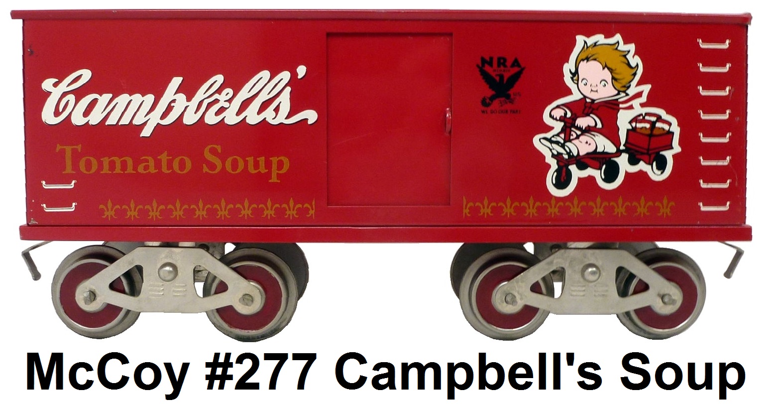 McCoy #277 Campbell's Tomato Soup Standard gauge box car with NRA logo first made in 1974