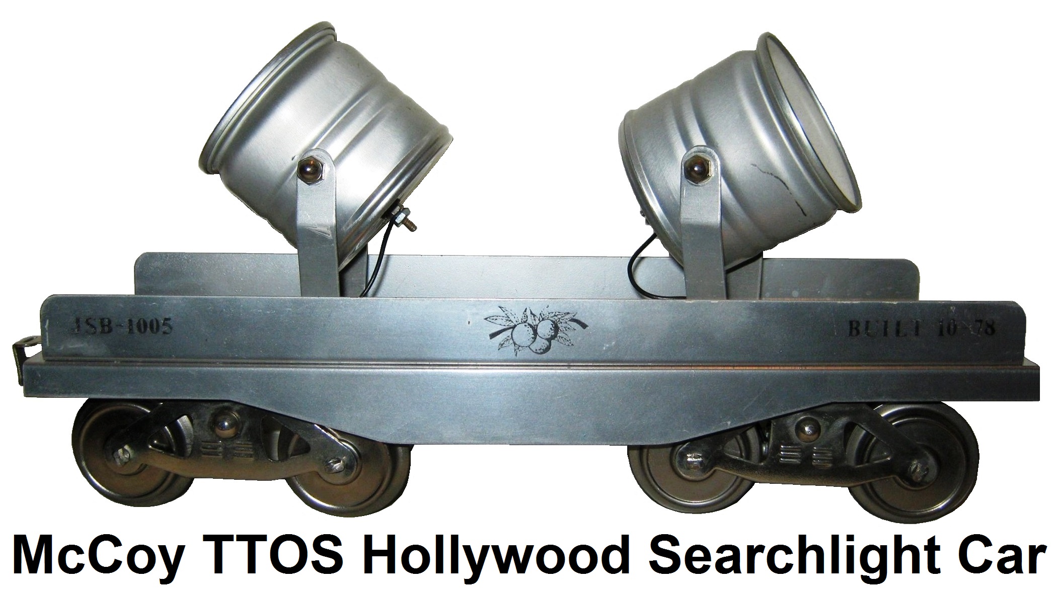 McCoy Standard gauge TTOS 1978 Hollywood searchlight car #JSB-1005 all silver, only 6 produced