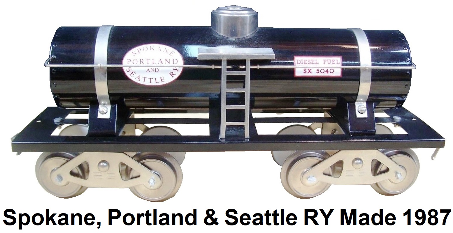 McCoy TTOS 1987 Standard gauge Spokane, Portland and Seattle RY Diesel Fuel SX 5040 single dome tank car all black