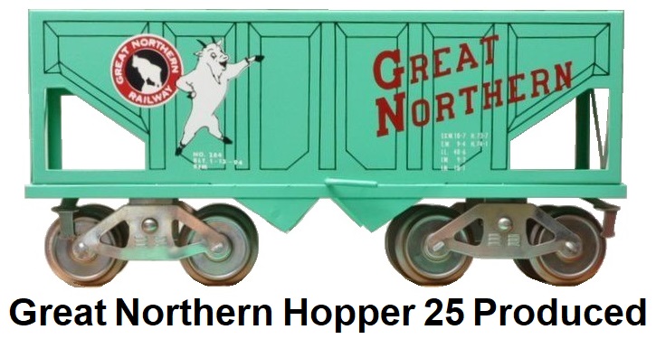 McCoy Standard gauge #284GN Great Northern 2 bay hopper, 25 produced
