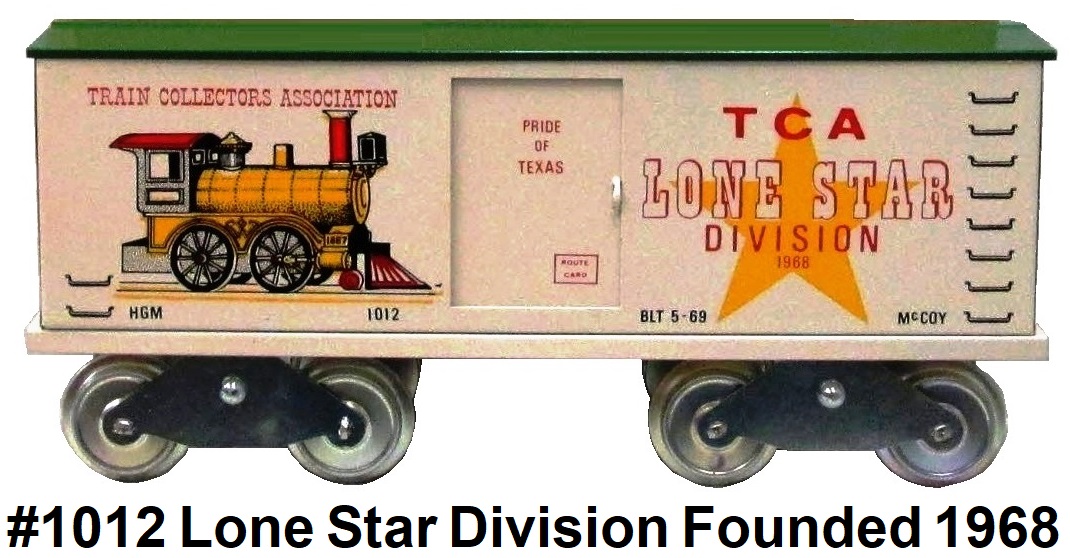McCoy TCA Lone Star Division #1012 Box Car made 1969 for Herb Morley