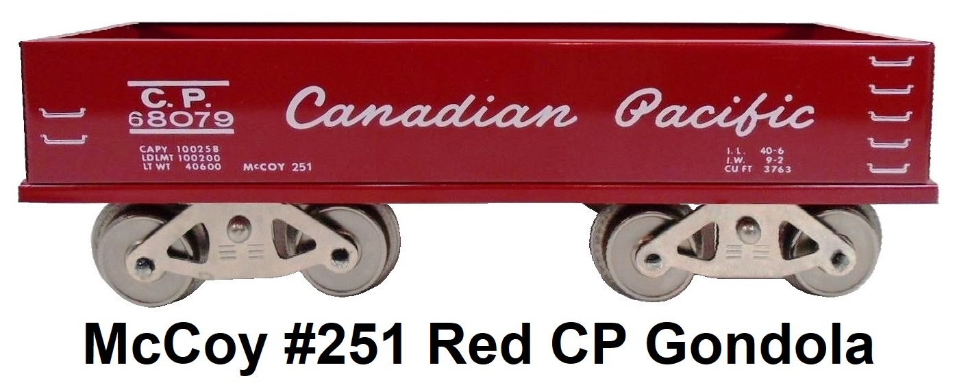 McCoy Standard Gauge Model Trains #251 Canadian Pacific Red Gondola