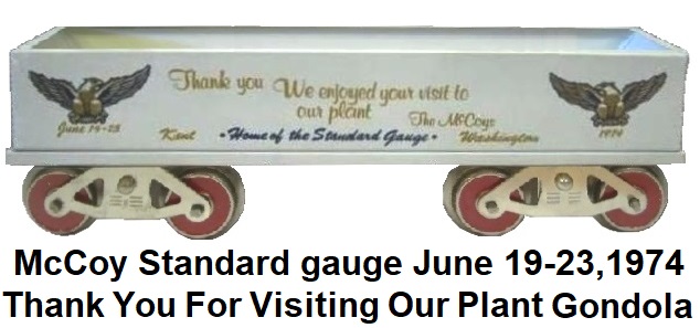 McCoy 'Thank You For Visiting' gondola given to visitors who toured the manufacturing facility in Kent WA in 1974