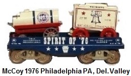 McCoy 1976 22nd TCA National Convention Standard gauge Circus Flat car with Ticket & Water Wagons Spirit of '76 Host Delaware Valley Chapter, held in Philadelphia Pennsylvania