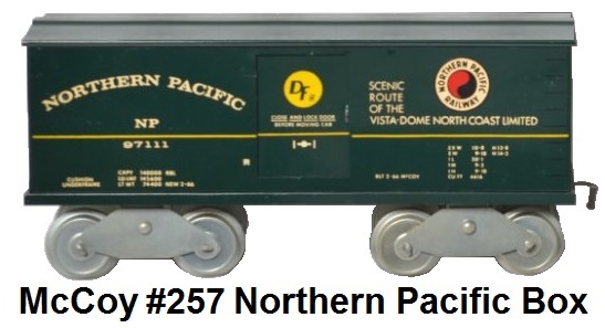 McCoy Standard gauge #257 Northern Pacific box car numbered #67111 made 1966-86