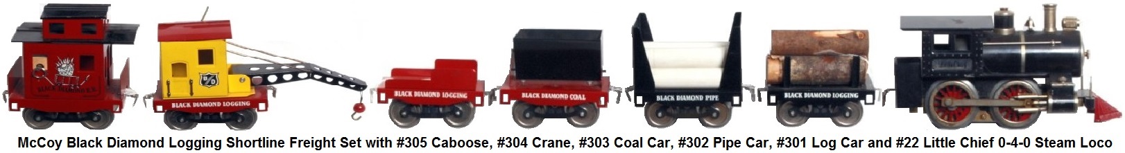 McCoy Black Diamond R.R. Mining train with #22 Little Chief loco