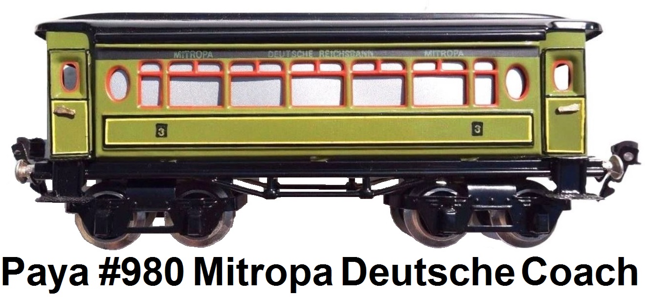 Payá 'O' gauge Mitropa Deutsche Reichsbann Passenger Coach #980