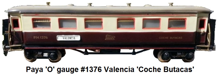 Payá 'O' gauge #1376 Valencia Coach Coche Butacas