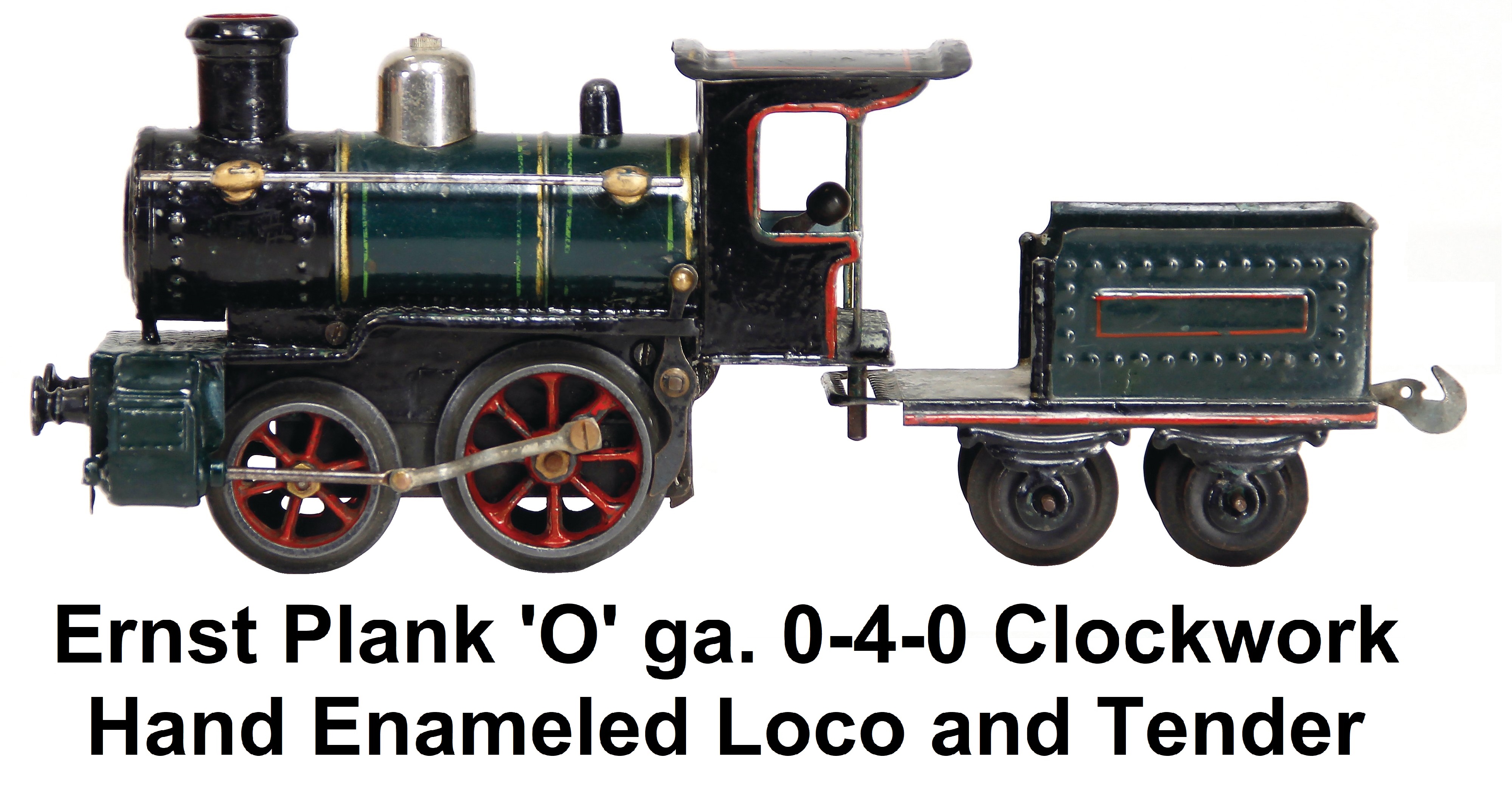Ernst Plank 'O' gauge 0-4-0 hand enameled clockwork loco & tender