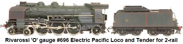 Rivarossi 'O' gauge 2-rail DC electric French Pacific locomotive 231 PLM green and black with smoke protection #696