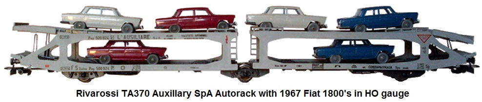 Rivarossi TA370 Autorack The Auxiliary SpA type Pay with Fiat 1800 - 1967 in HO gauge