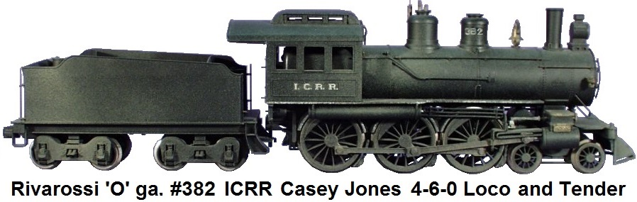 '0' gauge 2-rail Rivarossi for AHM 'Casey Jones' type American 4-6-0 loco in Illinois Central RR markings running #382