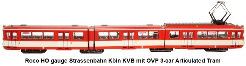 Roco HO 43192 Strassenbahn Köln KVB mit OVP 3-car Articulated Tram