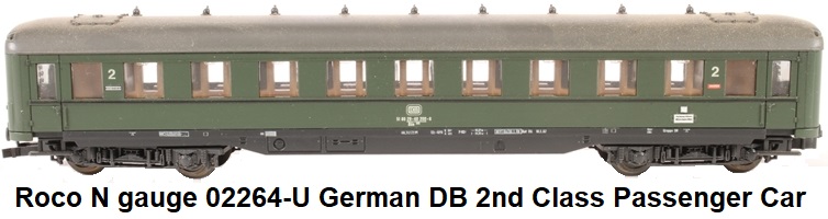Roco N gauge 02264-U 2nd Class Passenger Car of the German DB