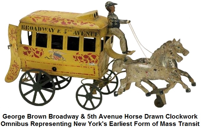 George Brown Broadway & 5th Avenue Horse Drawn Clockwork Omnibus Representing New York City's Earliest Form of Mass Transit