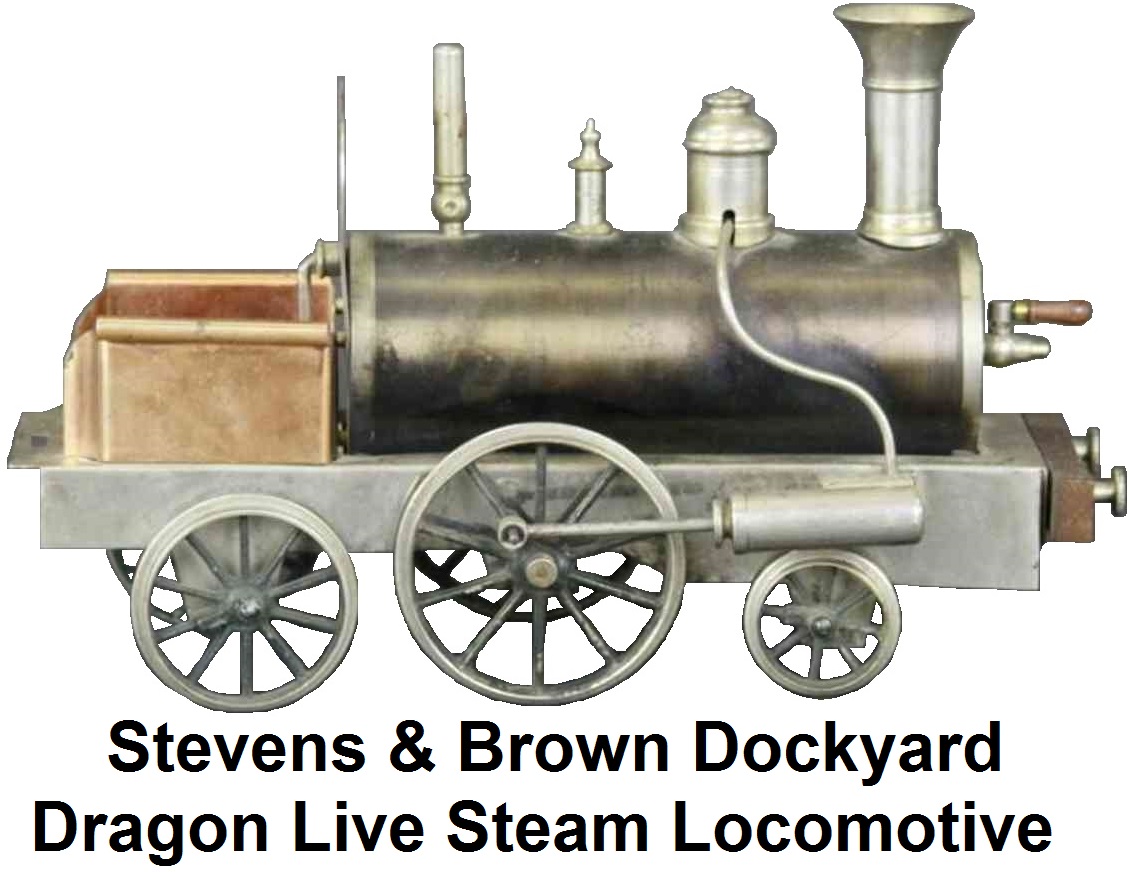 Stevens & Brown Dockyard Dragon live steam locomotive made of brass and nickeled tin
