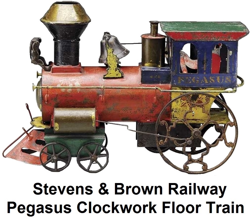 Stevens & Brown Railway Tinplate Pegasus clockwork engine Floor Train