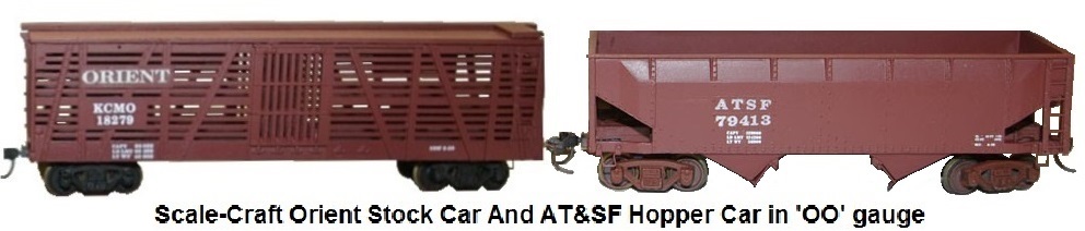 Scale-Craft Orient Stock car and AT&SF Hopper car in 'OO' gauge