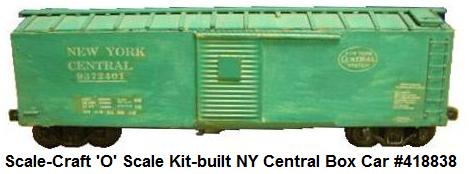 Scale-Craft 'O' Scale Kit-built #9372401 New York Central Box Car catalog #418838
