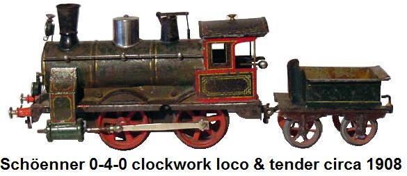 Schöenner circa 1908 0-4-0 clockwork engine