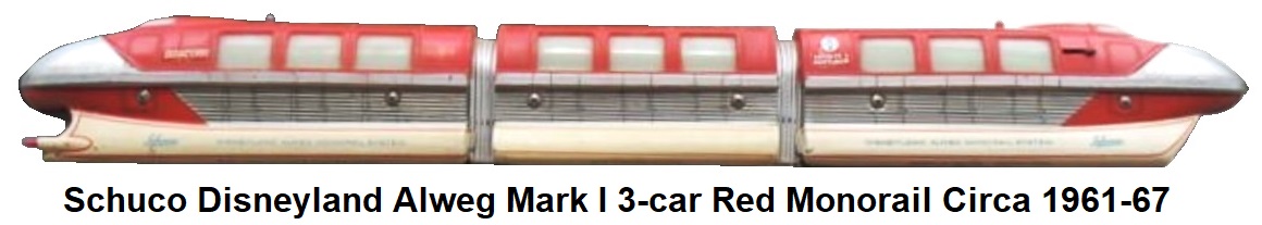 Schuco 3-car Red Disney Alweg Mark I Monorail made 1961-67