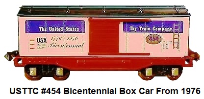 USTTC 'O' gauge tinplate #454 Bicentennial Box car made 1976