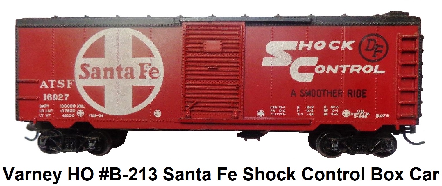 Varney HO #B-213 Santa Fe Shock Control 40' Steel Box Car