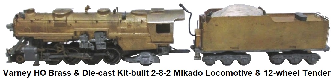 Varney HO Kit-built 2-8-2 Brass & Die Cast Vintage Mikado Steam Locomotive & 12-wheel Tender