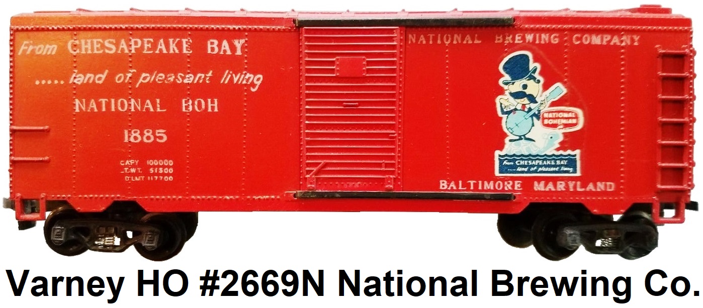 Varney HO #2669N National Brewing Co. BOH Natty Boh Beer Plastic Box car made 1962-64