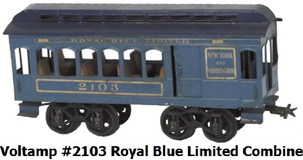 Voltamp #2103 2 inch gauge Royal Blue Limited Combine Car