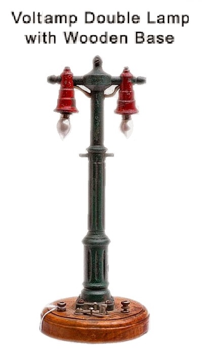 Voltamp Double Street Lamp with Wooden Base
