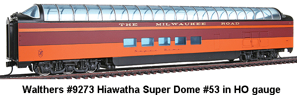 Walthers #9273 Hiawatha Super Dome #53 in HO gauge