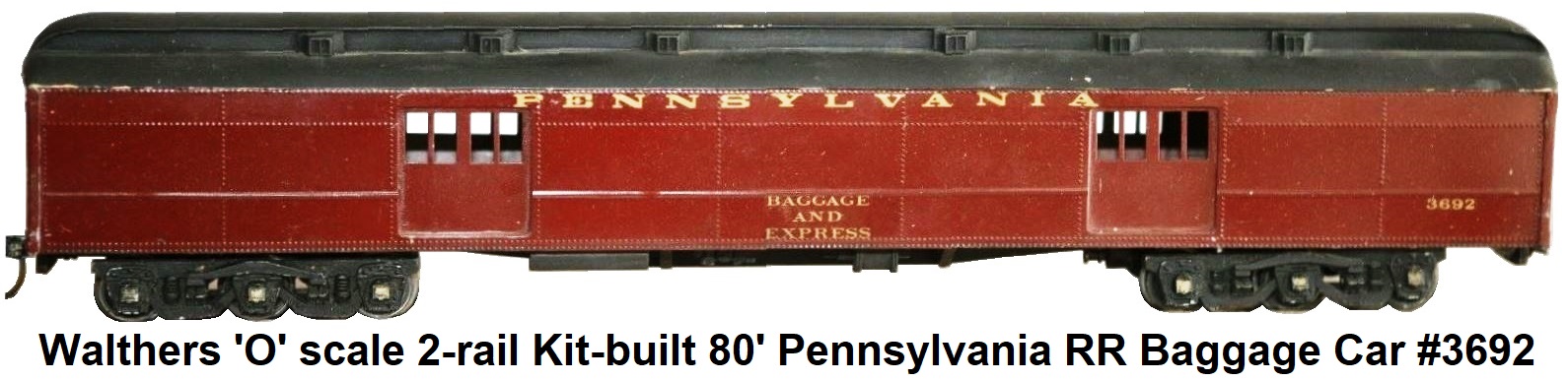 Walthers 'O' Scale 80' 2-rail Kit-built Pennsylvania RR Baggage Car