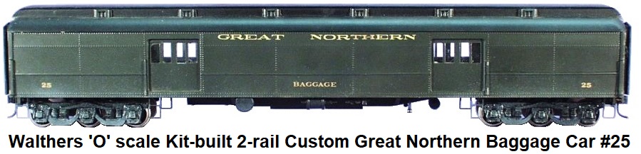 Walthers 'O' Scale 80' Kit-Built 2-rail Custom Great Northern Baggage Car #25