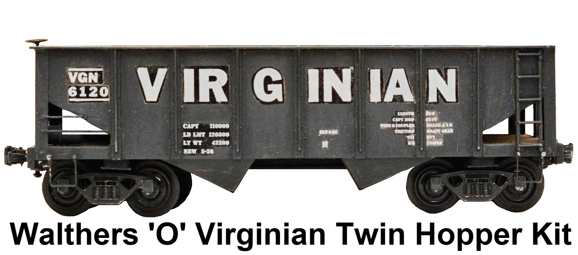Walthers 'O' scale Kit-built 2-rail Virginian Twin Hopper Assembled Kit