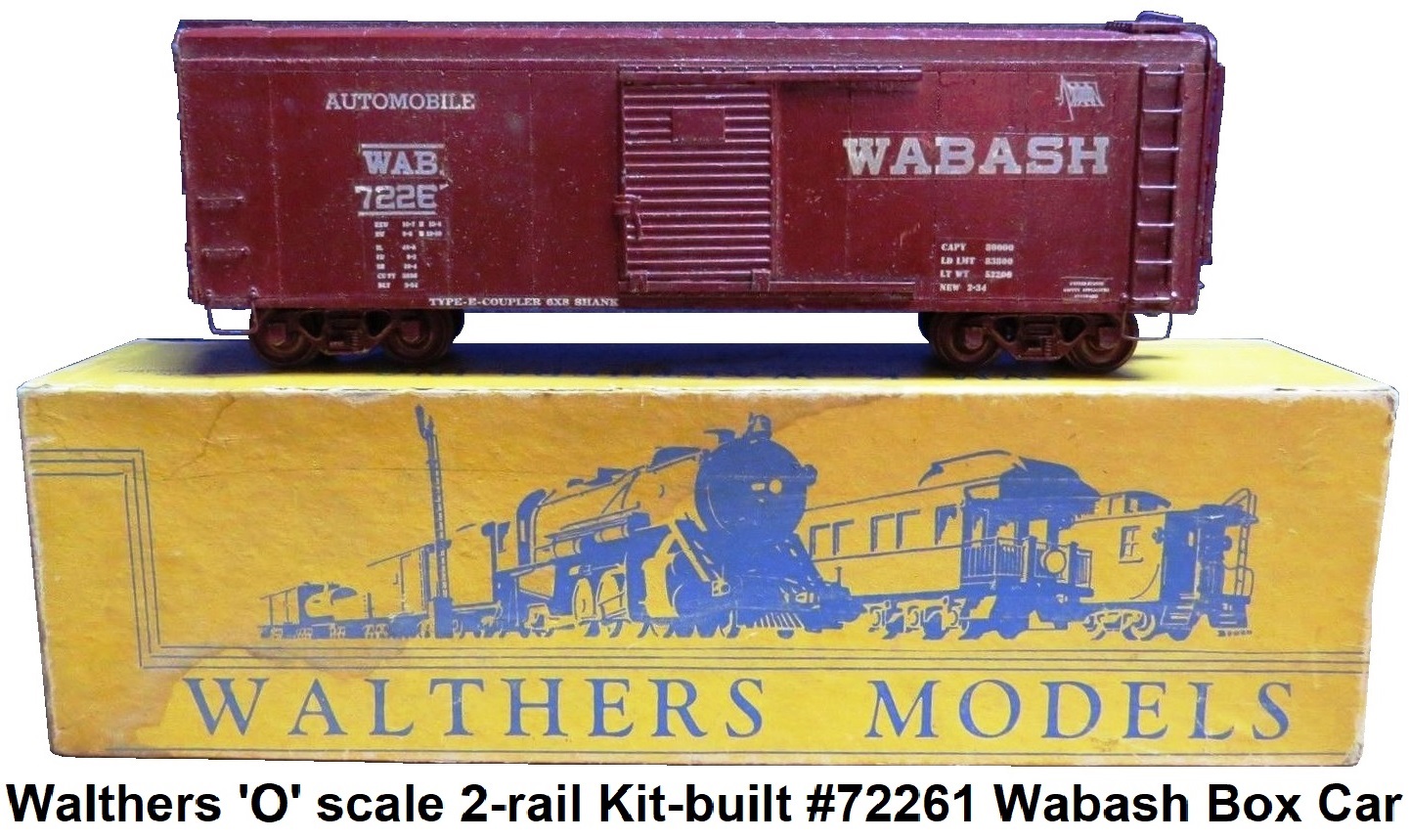 Walthers 'O' scale 2-rail Kit-built #72261 Wabash Box Car