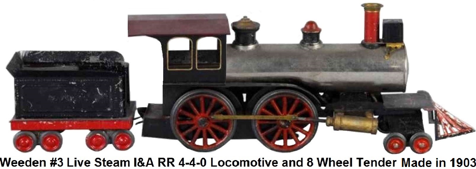 Weeden #3 Live Steam train engine and tender circa 1903 marked I&A RR