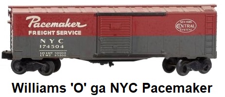 Williams Electric Trains 'O' gauge NYC Pacemaker 40' Box car from original AMT/Kusan tooling