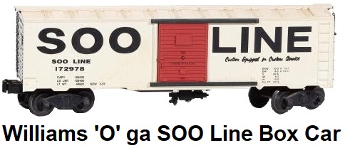 Williams Electric Trains 'O' gauge SOO Line 40' box car from original AMT/Kusan tooling