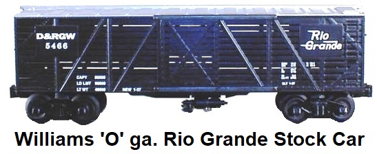 Williams Electric Trains 'O' gauge Rio grande Stock car from AMT/Kusan tooling