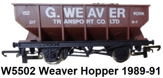 G & R Wrenn Railways OO/HO gauge W5502 G. Weaver Transport Limited Edition Hopper Wagon made 1989-91