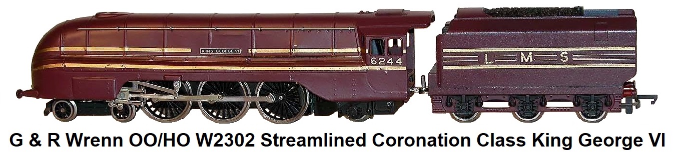 G & R Wrenn Railways OO/HO gauge W2302 Streamlined Coronation Class King George VI 4-6-2 Pacific Loco in LMS maroon livery